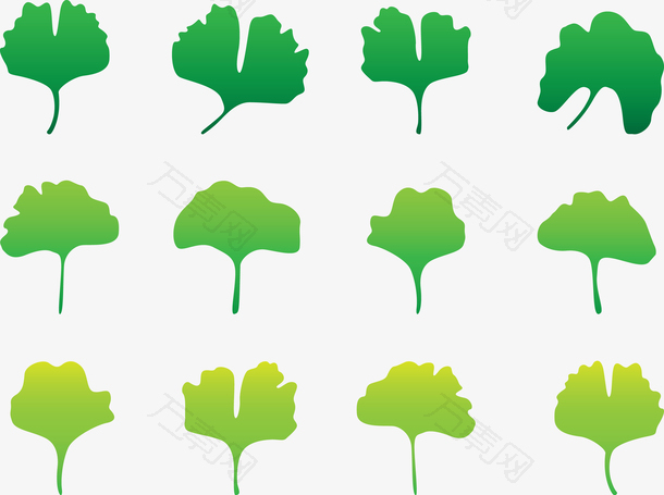 创意插画彩绘位图图形银杏叶矢量