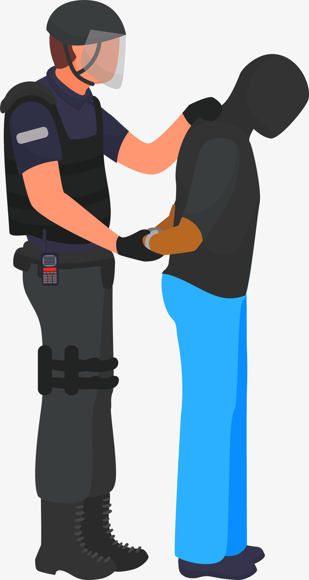 打黑除恶警察押运罪犯矢量图