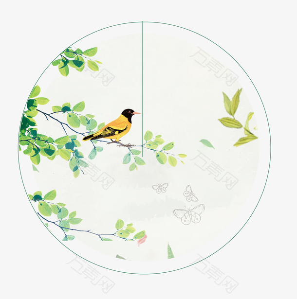 踏青树叶小鸟春季绿色生机活力背