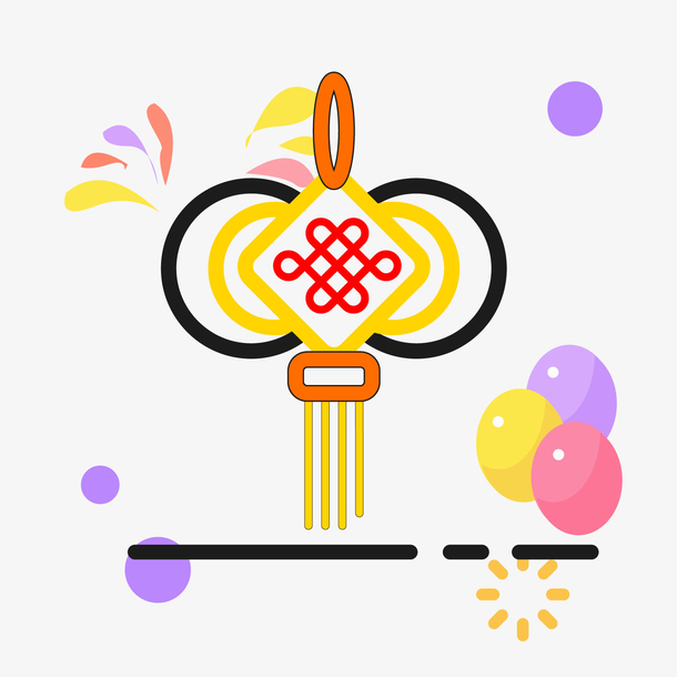 一个黑黄红三色的中国结