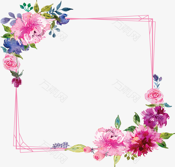 手绘风水彩浪漫花丛