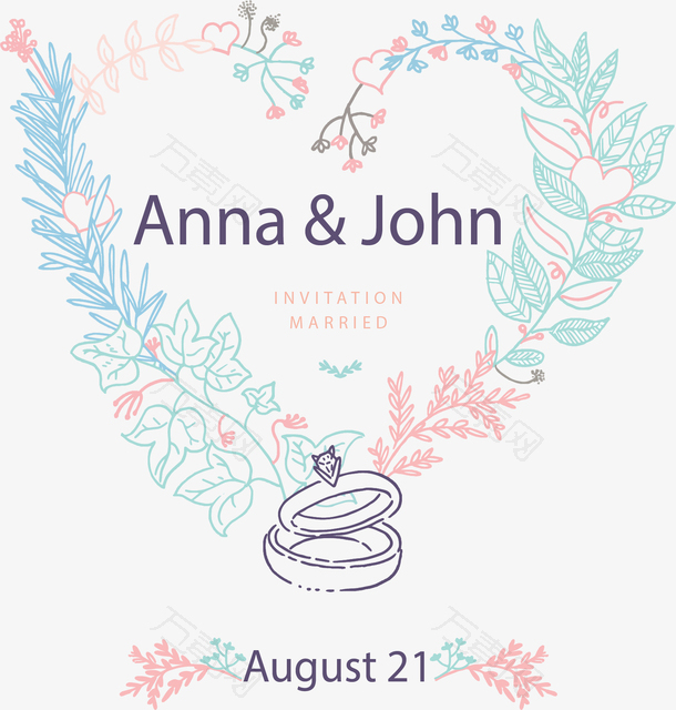 浪漫爱心花藤请帖