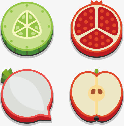 扁平化切开的水果矢量免抠素材