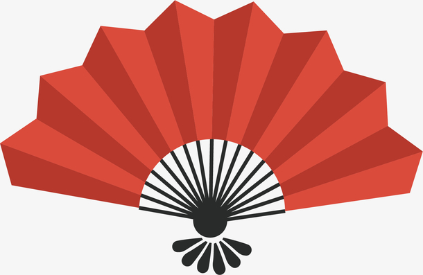 矢量图大红色的纸折扇