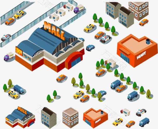 矢量购物中心图俯视图