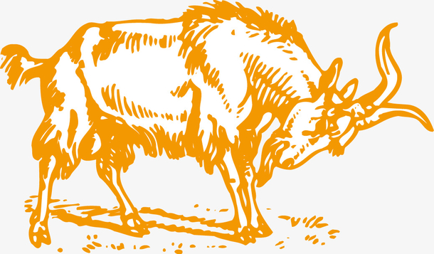 手绘橙色水彩山羊