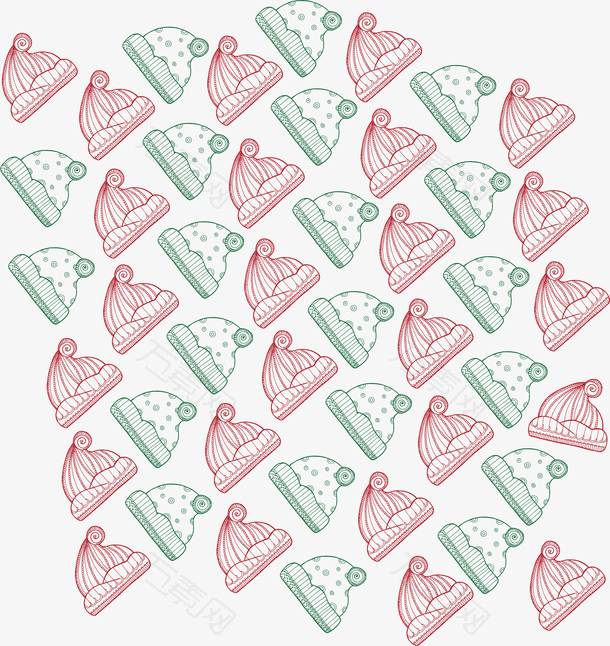 红绿色圣诞帽花纹