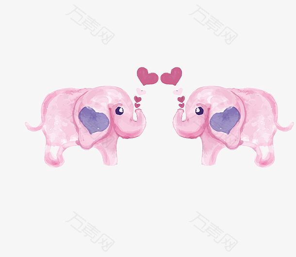 粉色爱心大象矢量图