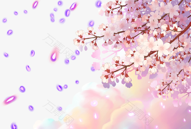 春天樱花云朵花瓣