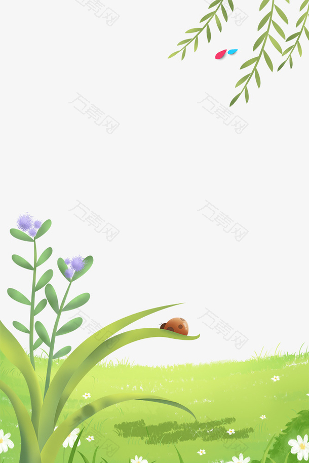 二十四节气春分花草树木主题边框