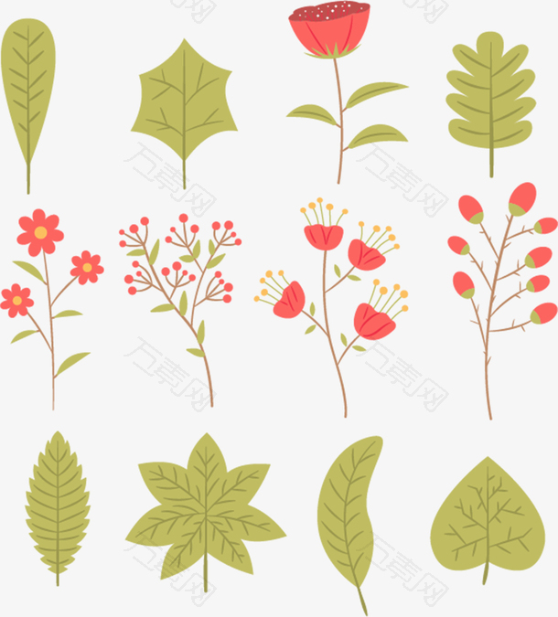 可爱浪漫花草装饰