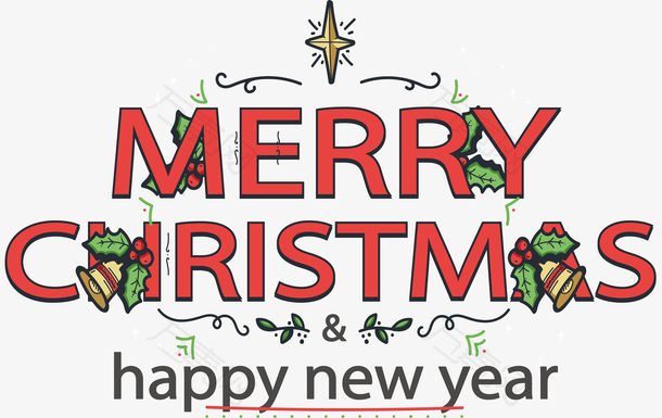 手绘花纹圣诞新年快乐