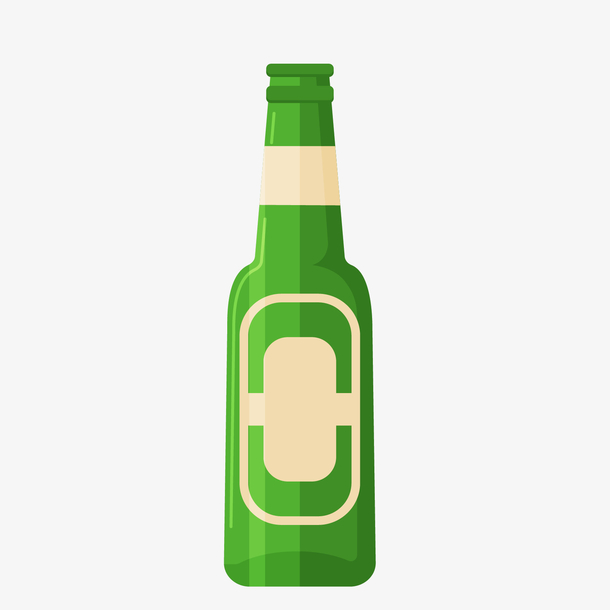 白绿色卡通日常啤酒瓶
