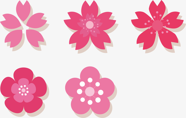 图形态各异的桃花