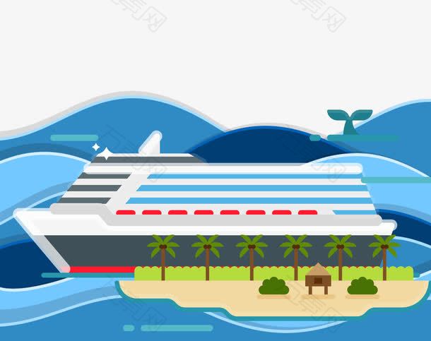 白色卡通日本邮轮旅游海报