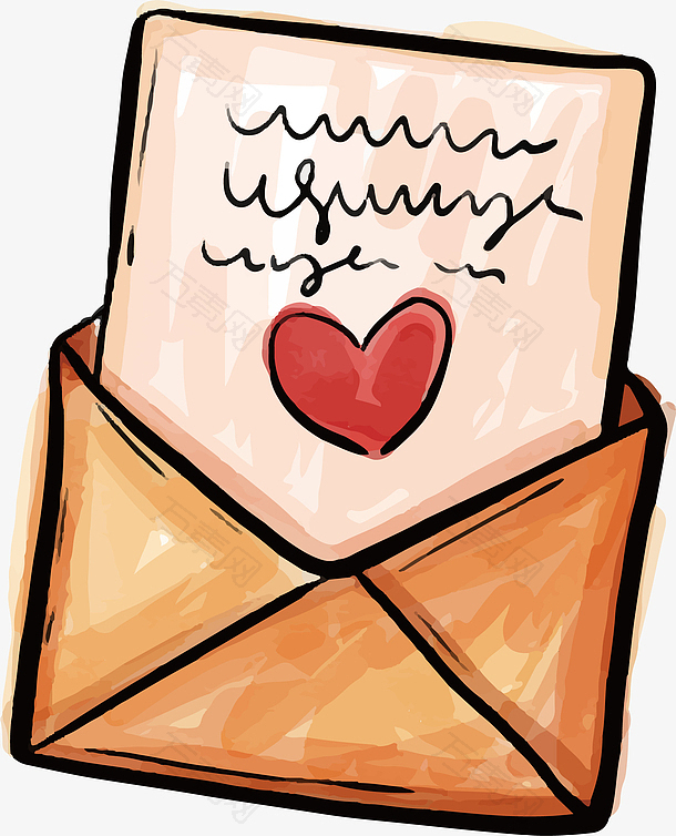 水彩手绘情人节情书