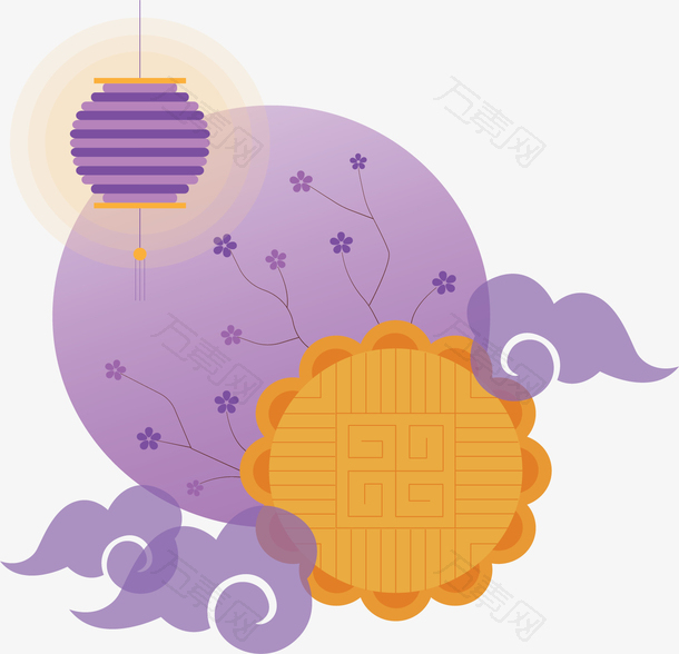 紫色祥云中秋月饼