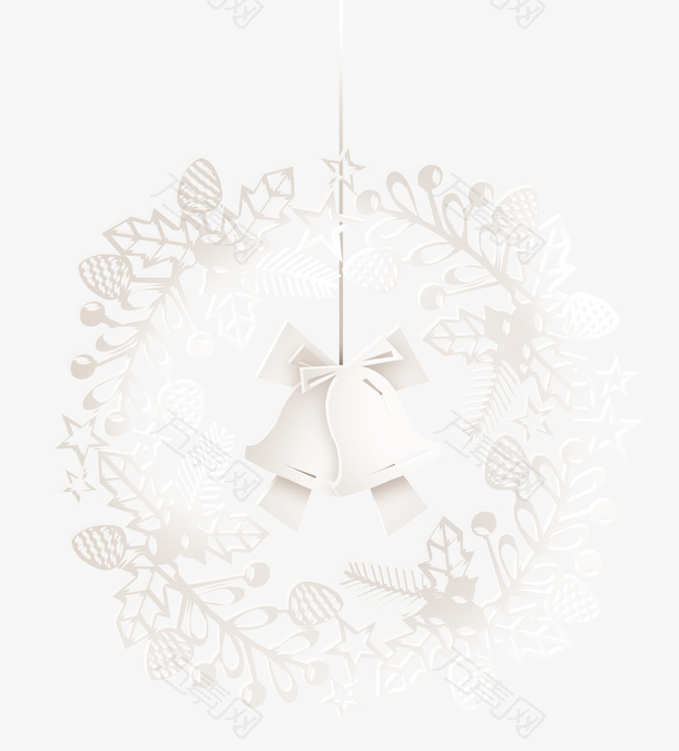 白色扁平复古圣诞节挂饰