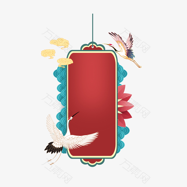 简洁国潮祥云仙鹤边框