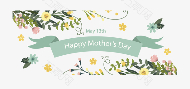 浪漫花藤母亲节横幅