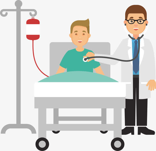 卡通治疗室医生和病人素材