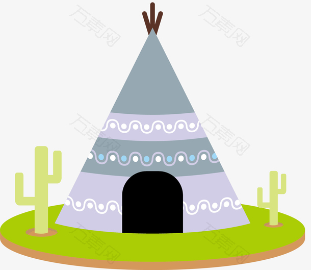 矢量花边印第安帐篷