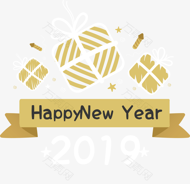 矢量香槟金新年标签