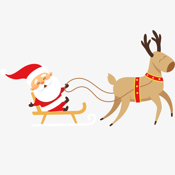 简化圣诞老人与驯鹿图片
