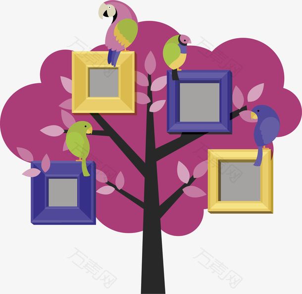 紫色大树家庭照片墙