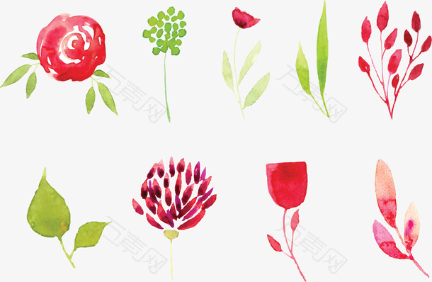 水彩春花浪漫花纹