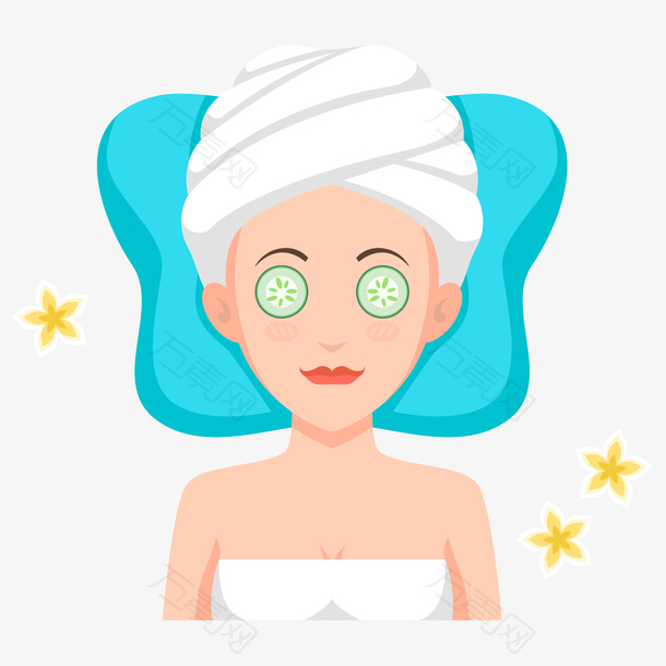 SPA手绘美容水疗养生面膜矢量