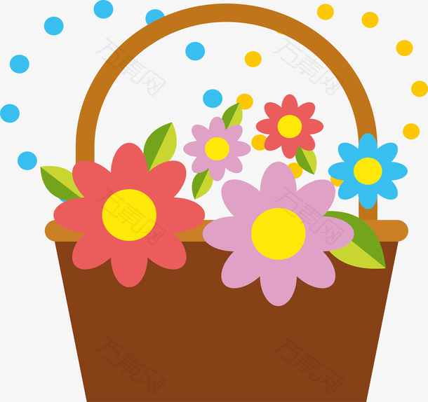 彩色卡通浪漫花篮