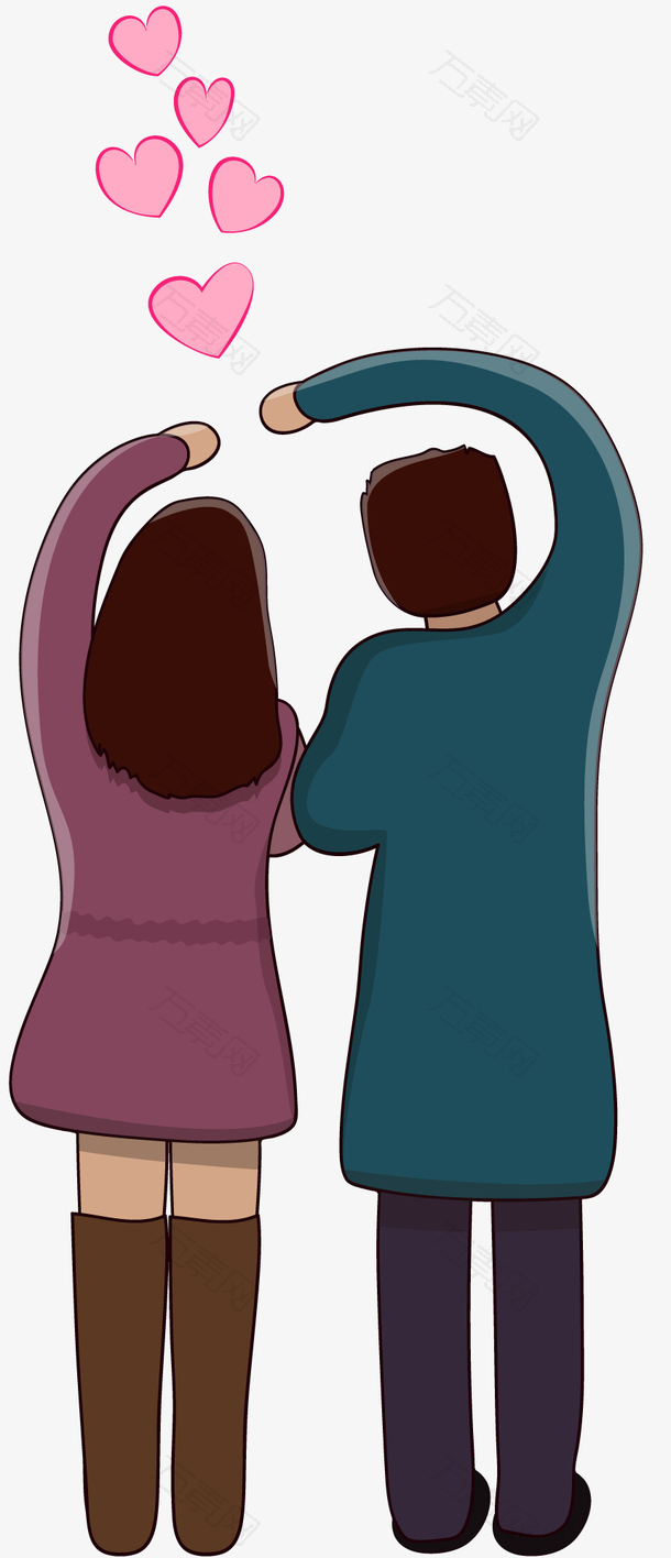 矢量手绘卡通情侣背影素材
