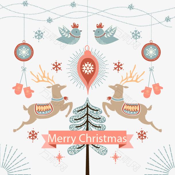 圣诞节驯鹿贺卡矢量素材