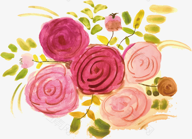 春天花海玫瑰花簇矢量素材