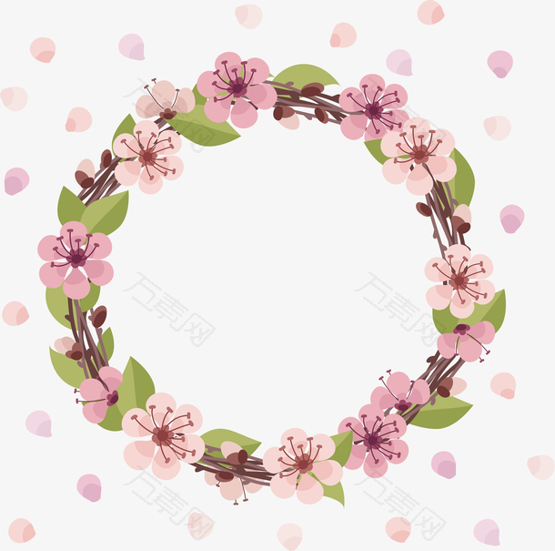 浪漫粉红樱花花环