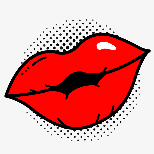 手绘红唇内衣蝴蝶结高跟鞋