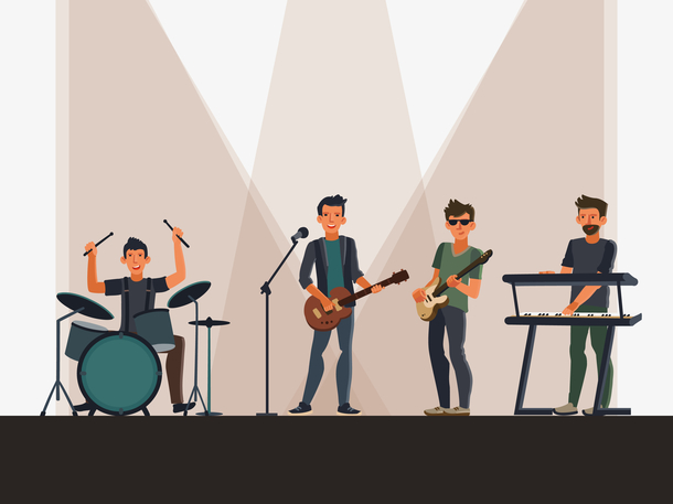 灯光下的乐队矢量图