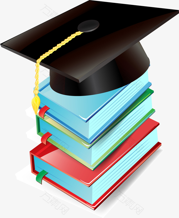 博士帽书本知识矢量