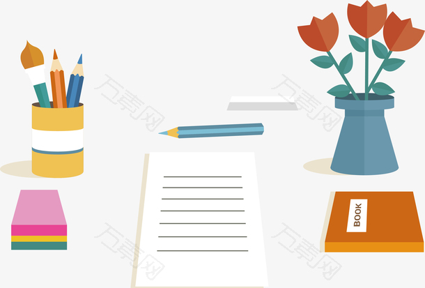 放了花瓶的办公桌