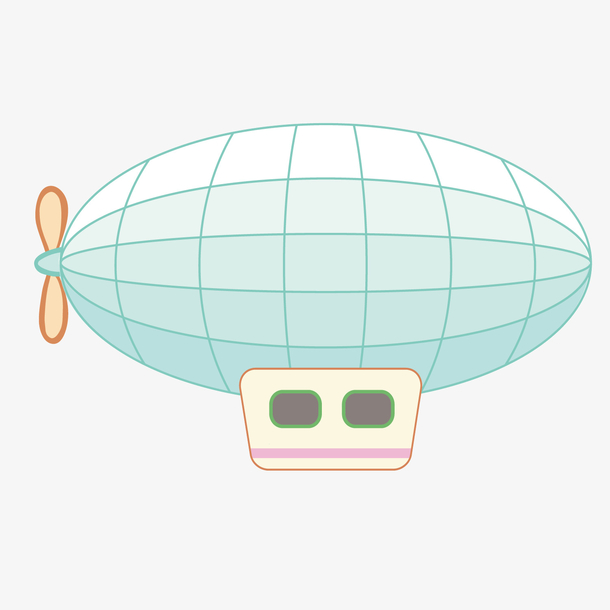 蓝色卡通儿童画空艇