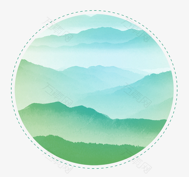 中国风绿色渐变山脉背景