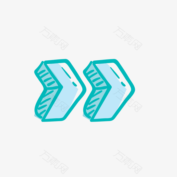 矢量卡通蓝色手绘箭头免抠
