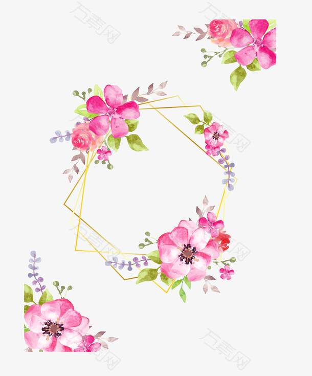浪漫粉色花藤边框