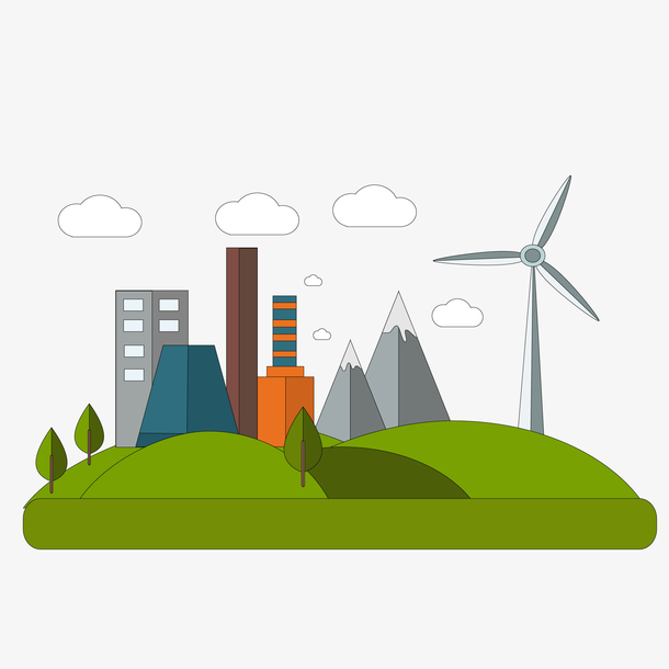 卡通工业区矢量图