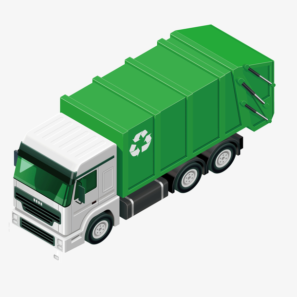 绿色垃圾车卡通图片
