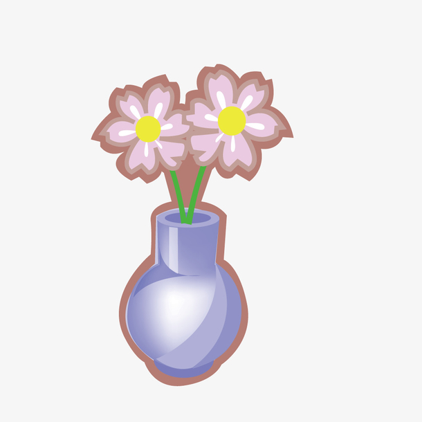 花瓶图案手绘简易彩色图片