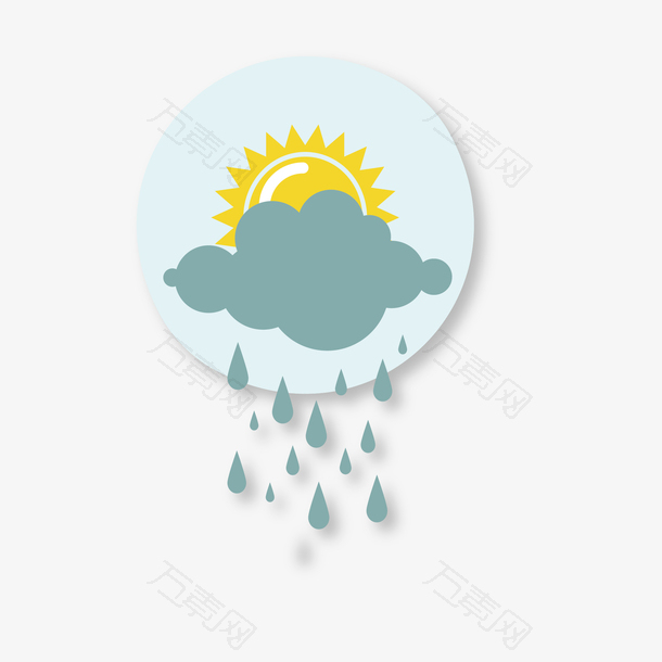圆形夜晚云朵下雨装饰