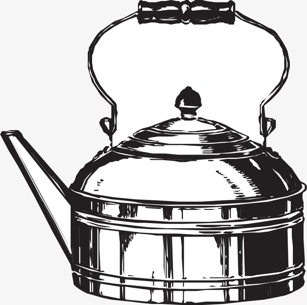 矢量手绘不锈钢水壶