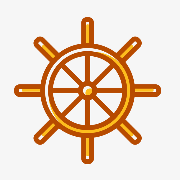 矢量黄色船掌舵手持